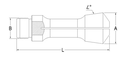 Technical Drawing of 1/2'' Turning Collet