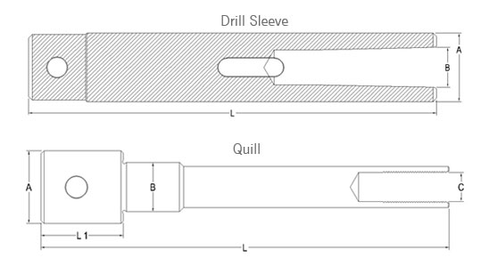 Drill Sleeve / Quill Technical Drawing of Machine Collet A-60