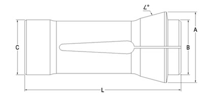 Technical Drawing of Industrial Traub Machine Collet A-32