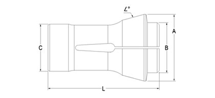 Technical Drawing of Traub Machine Collet A-25